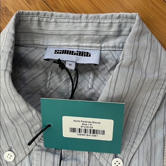 NWT Saint Art Perth Pinstripe blouse M - Picture 9 of 10